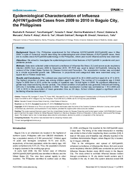 Epidemiological Characterization of Influenza A(H1N1)pdm09 Cases .